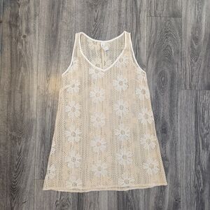 Daisy Lace Women Swim Coverup - Cream